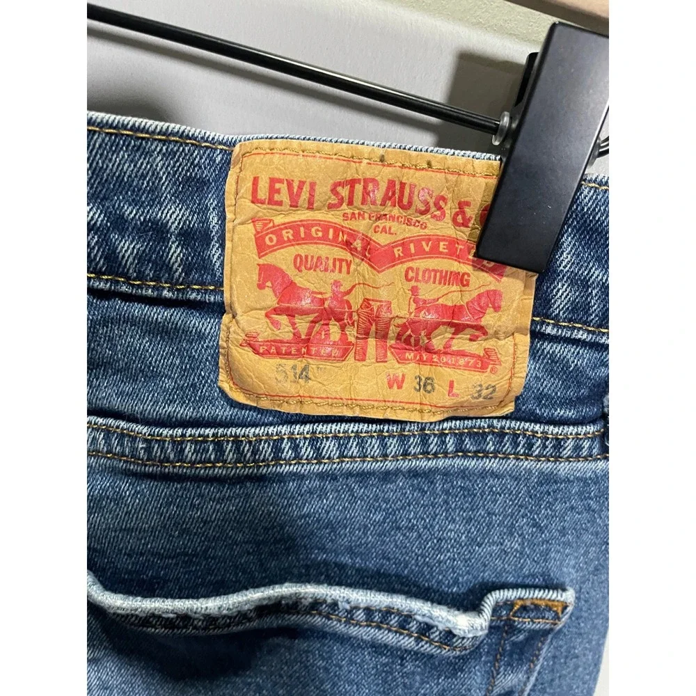 Levis 514 Straight Fit‎ Mens Jeans W36 L32 Medium Wash Blue Denim 00514-0402